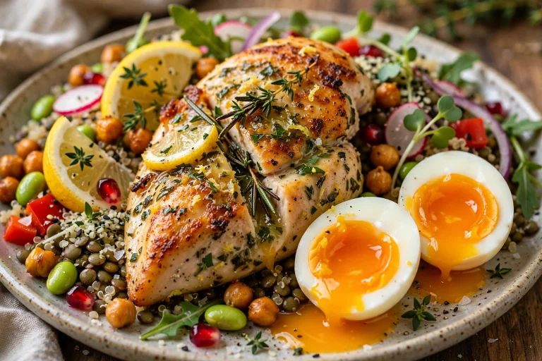 High Protein Meal Plan Power Bowl Lemon Herb Chicken Quinoa