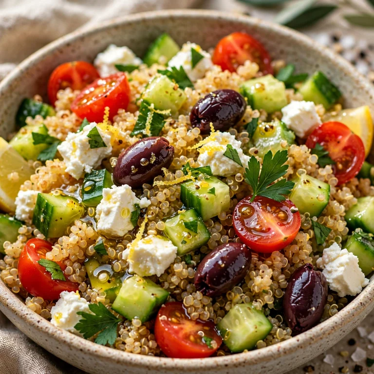 Mediterranean Quinoa Salad with lemon herb vinaigrette