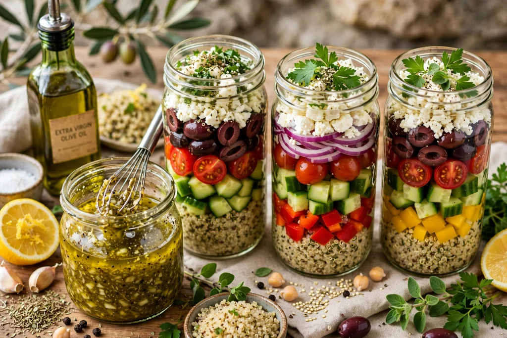 Mediterranean Quinoa Salad with lemon herb vinaigrette