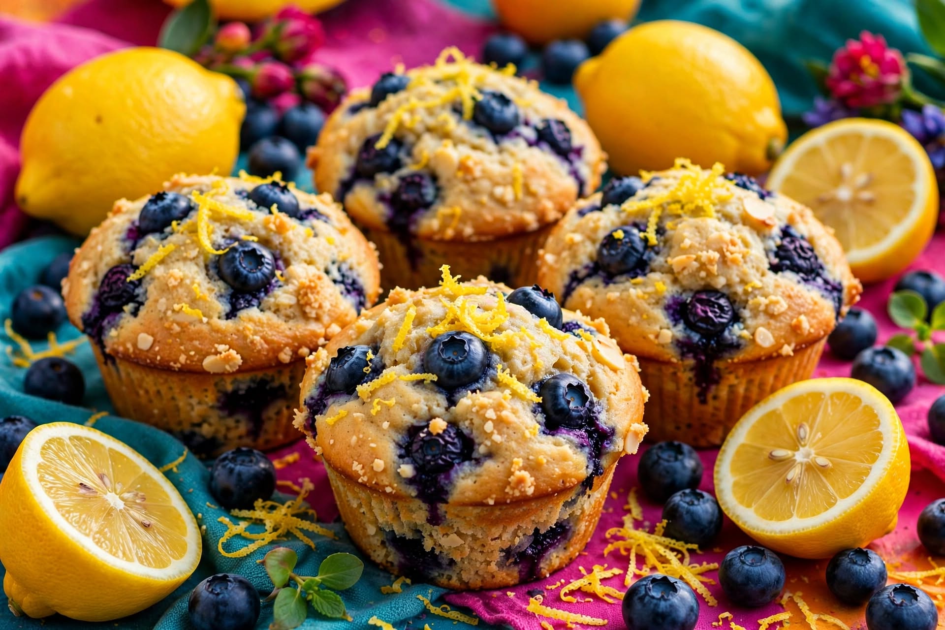 Soft Keto Lemon Blueberry Muffins