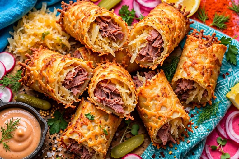 Keto Crispy Reuben Roll-Ups