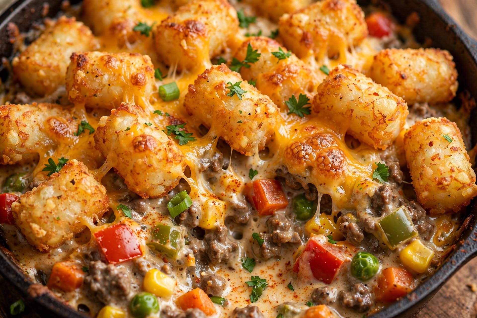 Tater Tot Casserole with Ground Beef
