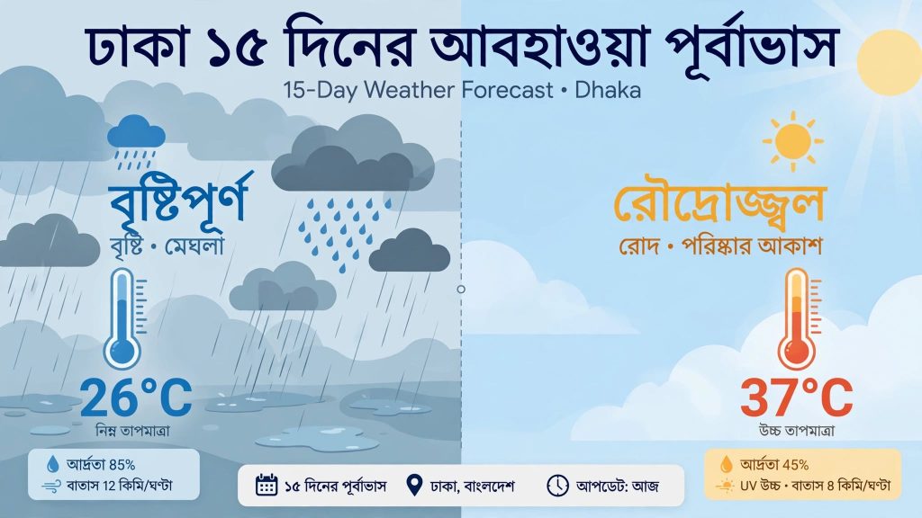 আগামী 15 দিনের আবহাওয়ার খবর ঢাকা